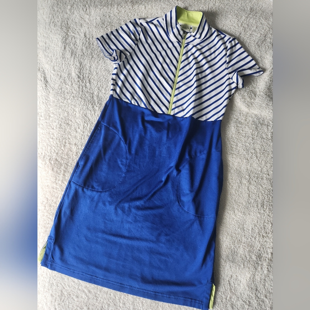 Zenergy Golf Chicos Striped Color Block Dress Paddington Blue Size 0